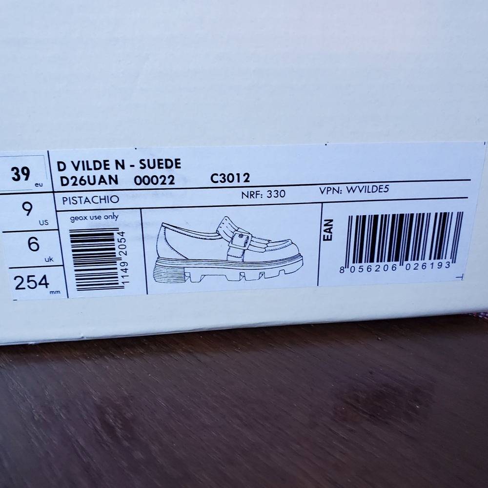 Geox Women's Sage Green Suede Fringe Loafers with Gold Buckle - Picture 6 of 6